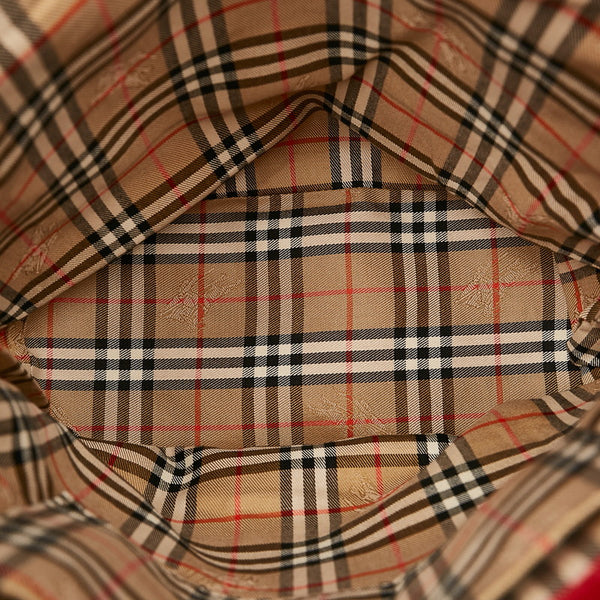 バーバリー ノバチェック シャドーホース ショルダーバッグ レッド  レザー スウェード レディース BURBERRY 【中古】