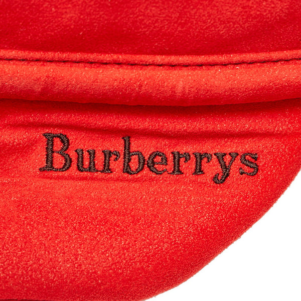 バーバリー ノバチェック シャドーホース ショルダーバッグ レッド  レザー スウェード レディース BURBERRY 【中古】