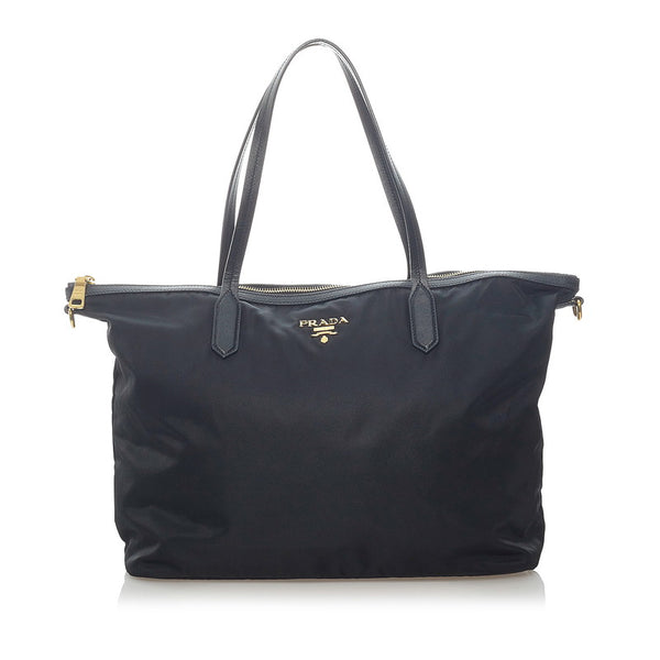 プラダ トートバッグ ブラック ナイロン レザー レディース PRADA 【中古】