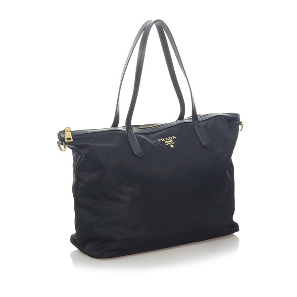 プラダ トートバッグ ブラック ナイロン レザー レディース PRADA 【中古】