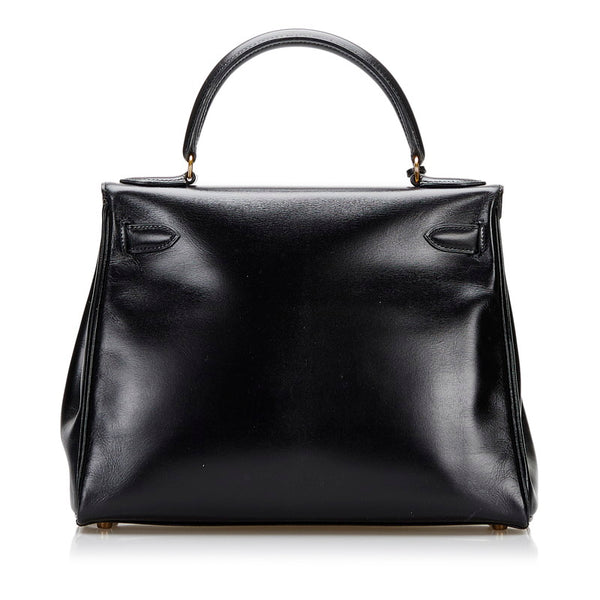 エルメス ケリー28 ハンドバッグ ショルダーバッグ 2WAY ブラック ボックスカーフ レディース HERMES 【中古】