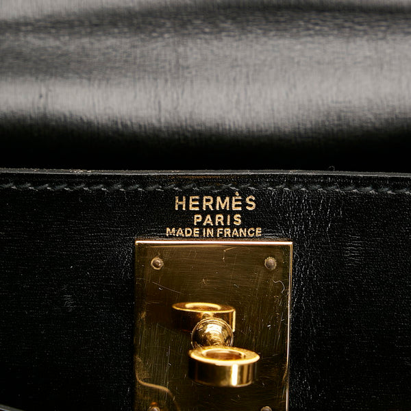 エルメス ケリー28 ハンドバッグ ショルダーバッグ 2WAY ブラック ボックスカーフ レディース HERMES 【中古】