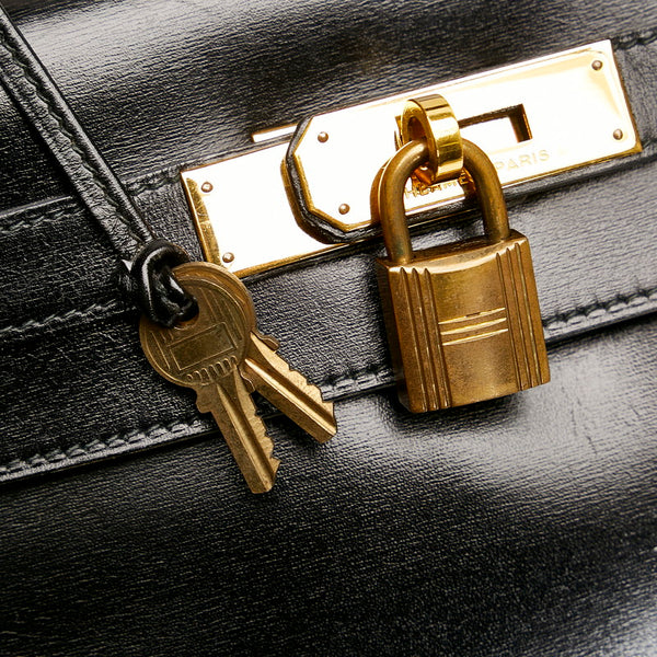 エルメス ケリー28 ハンドバッグ ショルダーバッグ 2WAY ブラック ボックスカーフ レディース HERMES 【中古】