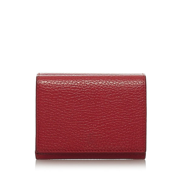 グッチ プチマーモント 474746 レッド レザー 三つ折り財布 レディース GUCCI 【中古】