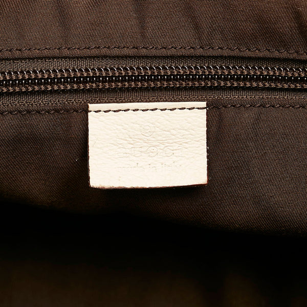 グッチ GGキャンバス トートバッグ 153213 ベージュ ホワイト キャンバス レザー レディース GUCCI 【中古】