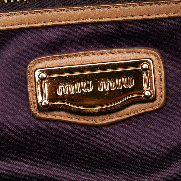 ミュウミュウ 切り替え クラッチバッグ セカンドバッグ ブラウン レザー レディース MIUMIU 【中古】