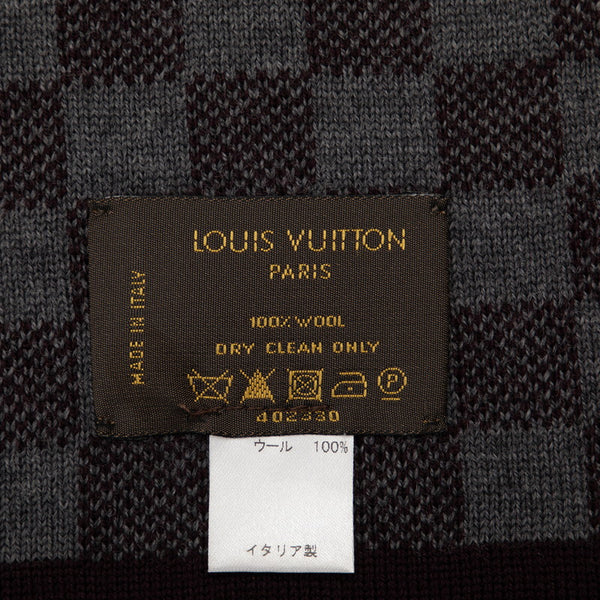 ルイ ヴィトン ダミエ グラフィット エシャルプ プティ マフラー 402330 パープル グレー ウール メンズ LOUIS VUITTON 【中古】