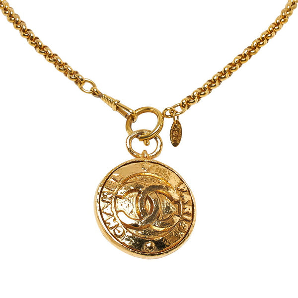 シャネル ヴィンテージ ココマーク ミラー ネックレス ゴールド メッキ ガラス レディース CHANEL 【中古】