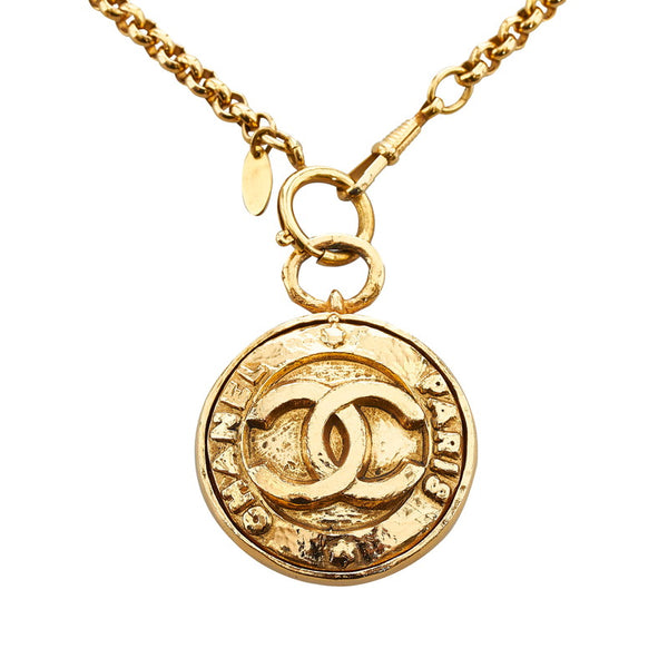 シャネル ヴィンテージ ココマーク ミラー ネックレス ゴールド メッキ ガラス レディース CHANEL 【中古】