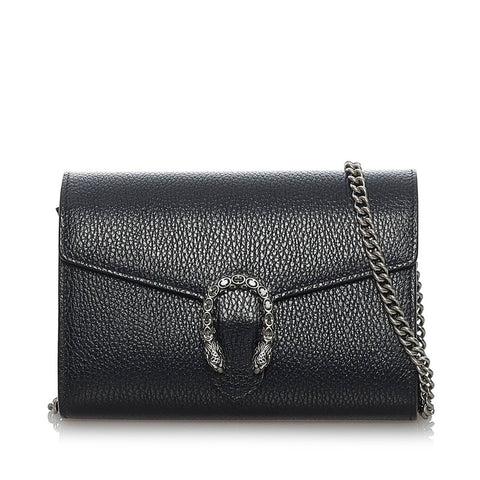 グッチ ディオニュソス 401231 ブラック レザー チェーン ショルダーバッグ レディース GUCCI 【中古】