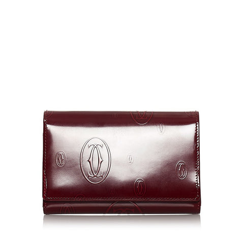 カルティエ ハッピーバースディ レッド パテントレザー 長財布 レディース CARTIER 【中古】