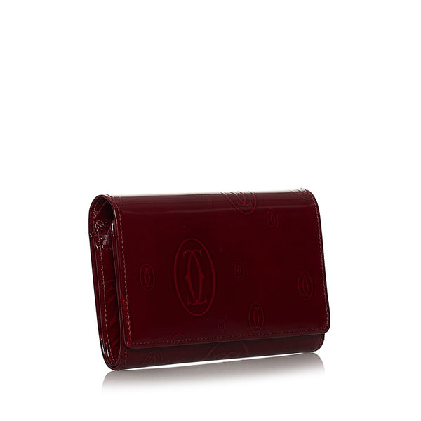 カルティエ ハッピーバースディ レッド パテントレザー 長財布 レディース CARTIER 【中古】