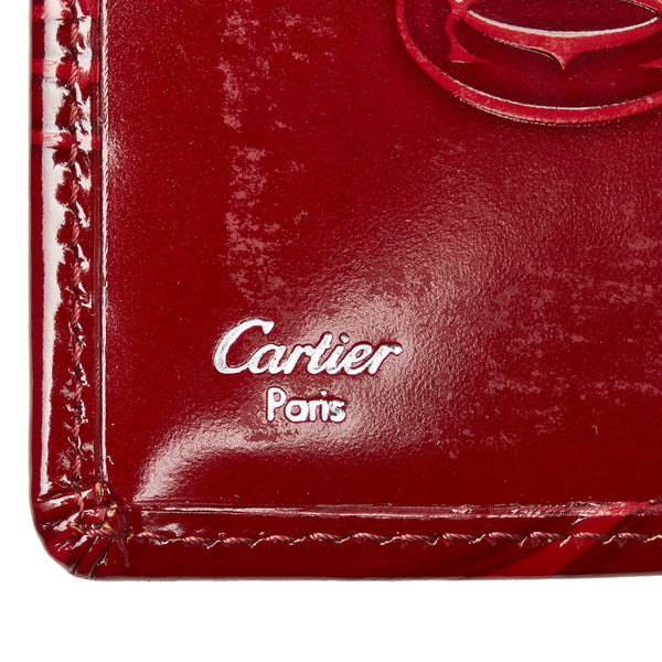 カルティエ ハッピーバースディ レッド パテントレザー 長財布 レディース CARTIER 【中古】
