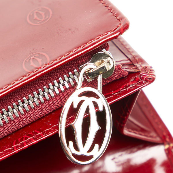 カルティエ ハッピーバースディ レッド パテントレザー 長財布 レディース CARTIER 【中古】