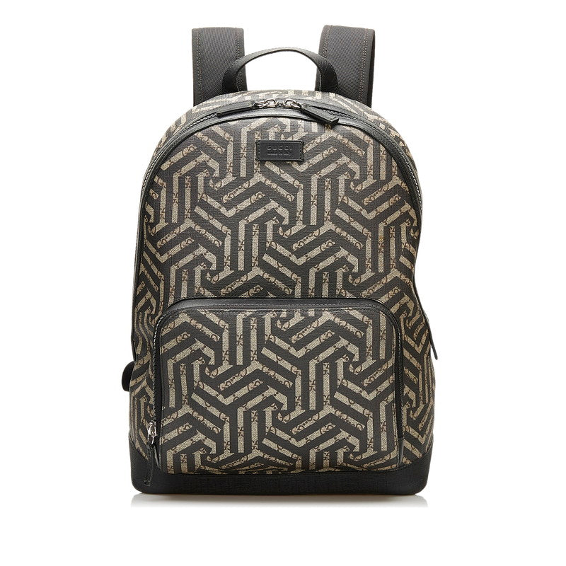 グッチ GGカレイド リュック バックパック 406370 ブラック ベージュ PVC レザー メンズ GUCCI 【中古】