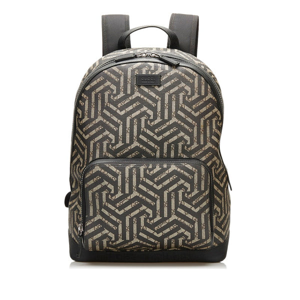 グッチ GGカレイド リュック バックパック 406370 ブラック ベージュ PVC レザー メンズ GUCCI 【中古】