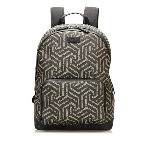 グッチ GGカレイド リュック バックパック 406370 ブラック ベージュ PVC レザー メンズ GUCCI 【中古】