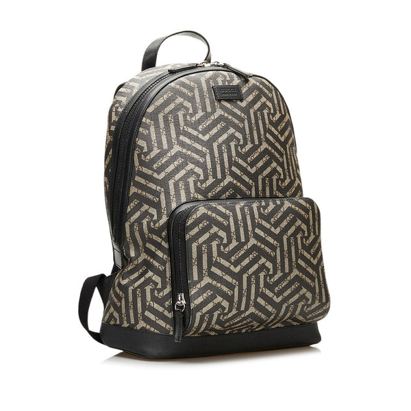 グッチ GGカレイド リュック バックパック 406370 ブラック ベージュ PVC レザー メンズ GUCCI 【中古】