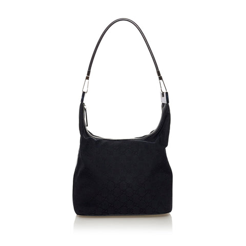 グッチ GGキャンバス ワンショルダーバッグ 001 3814 ブラック シルバー キャンバス レザー レディース GUCCI 【中古】