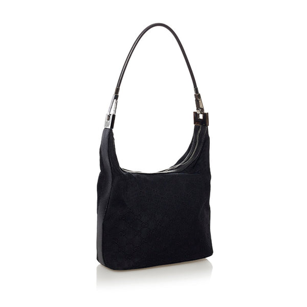 グッチ GGキャンバス ワンショルダーバッグ 001 3814 ブラック シルバー キャンバス レザー レディース GUCCI 【中古】