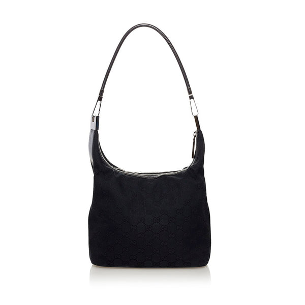 グッチ GGキャンバス ワンショルダーバッグ 001 3814 ブラック シルバー キャンバス レザー レディース GUCCI 【中古】