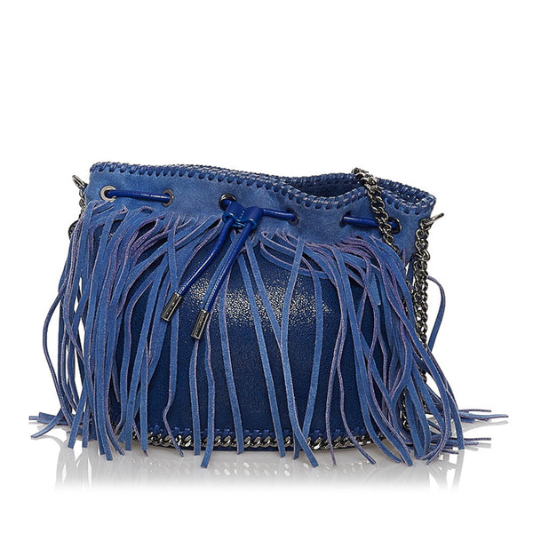 ステラマッカートニー ファラベラ  フリンジ チェーン ショルダーバッグ ブルー ポリエステル スウェード レディース Stella McCartney 【中古】