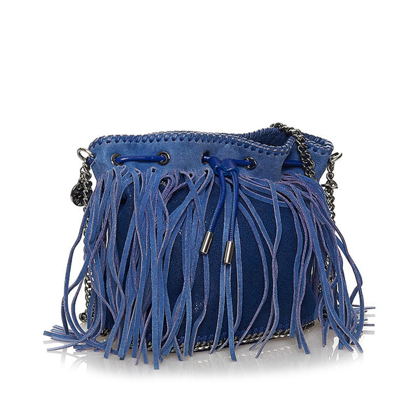 ステラマッカートニー ファラベラ  フリンジ チェーン ショルダーバッグ ブルー ポリエステル スウェード レディース Stella McCartney 【中古】
