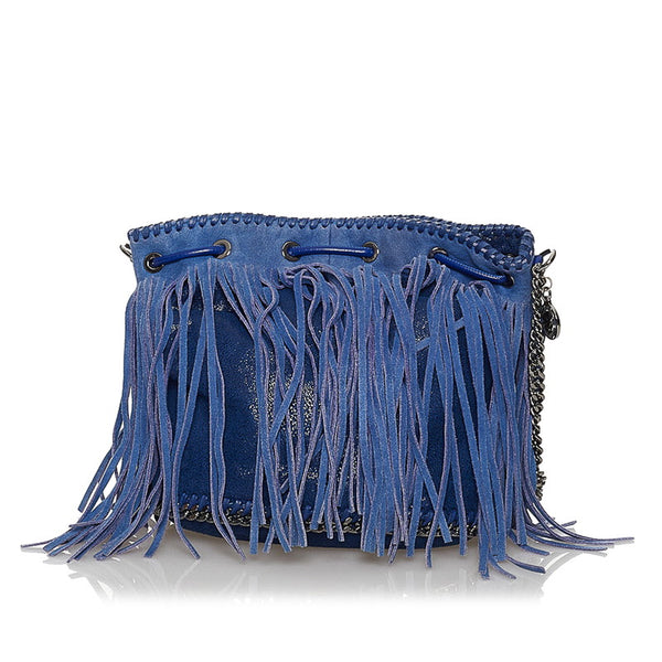 ステラマッカートニー ファラベラ  フリンジ チェーン ショルダーバッグ ブルー ポリエステル スウェード レディース Stella McCartney 【中古】