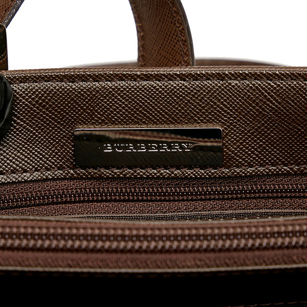 バーバリー ノバチェック ハンドバッグ ベージュ ブラウン キャンバス レザー レディース BURBERRY 【中古】