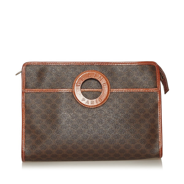 セリーヌ マカダム セカンドバッグ ブラウン PVC レザー メンズ CELINE 【中古】