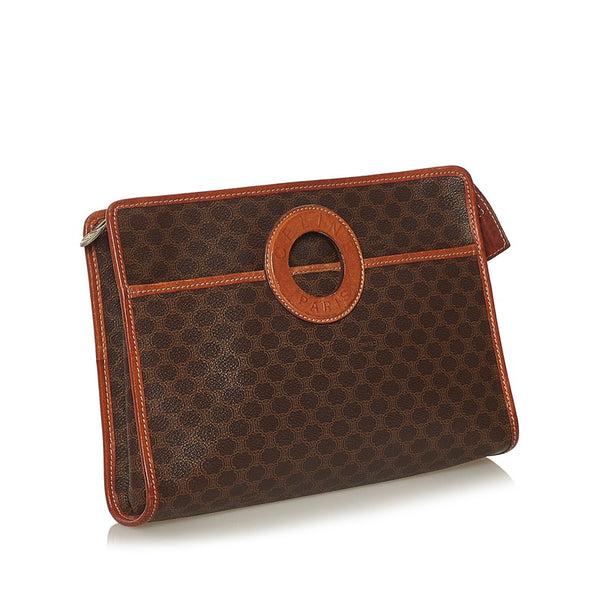 セリーヌ マカダム セカンドバッグ ブラウン PVC レザー メンズ CELINE 【中古】