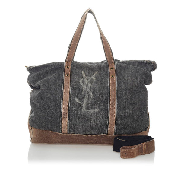 サンローラン リヴゴーシュ ハンドバッグ ショルダーバッグ 2way 141424 ブラック ブラウン デニム スウェード レディース SAINT LAURENT 【中古】