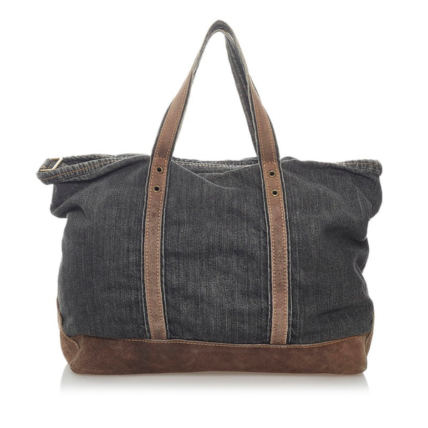 サンローラン リヴゴーシュ ハンドバッグ ショルダーバッグ 2way 141424 ブラック ブラウン デニム スウェード レディース SAINT LAURENT 【中古】