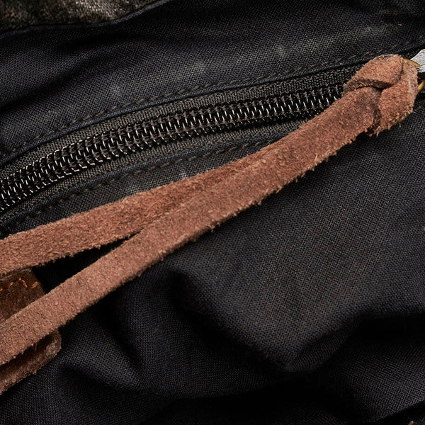 サンローラン リヴゴーシュ ハンドバッグ ショルダーバッグ 2way 141424 ブラック ブラウン デニム スウェード レディース SAINT LAURENT 【中古】