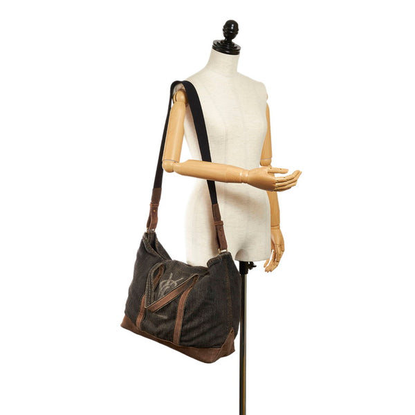 サンローラン リヴゴーシュ ハンドバッグ ショルダーバッグ 2way 141424 ブラック ブラウン デニム スウェード レディース SAINT LAURENT 【中古】