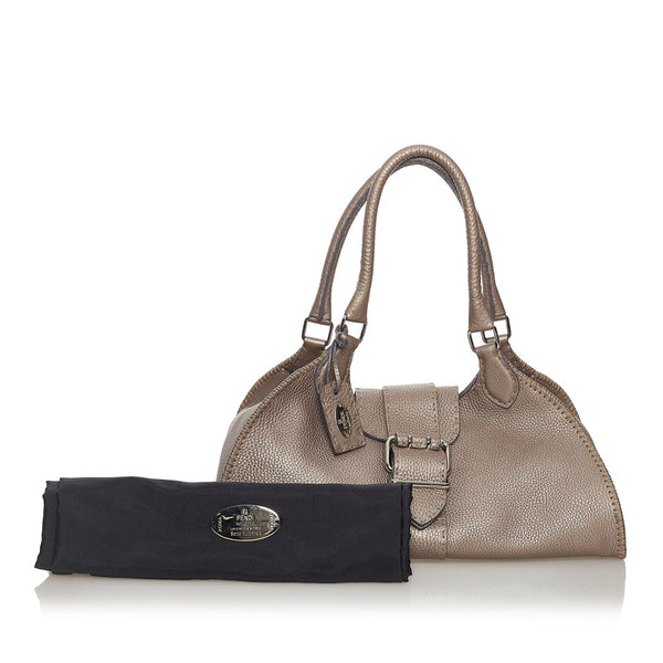フェンディ セレリア ハンドバッグ 8BR457 メタリックベージュ ゴールド レザー レディース FENDI 【中古】