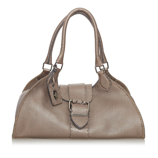 フェンディ セレリア ハンドバッグ 8BR457 メタリックベージュ ゴールド レザー レディース FENDI 【中古】