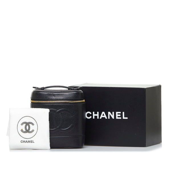 シャネル デカココ ココマーク ハンドバッグ バニティバッグ ブラック キャビアスキン レディース CHANEL 【中古】