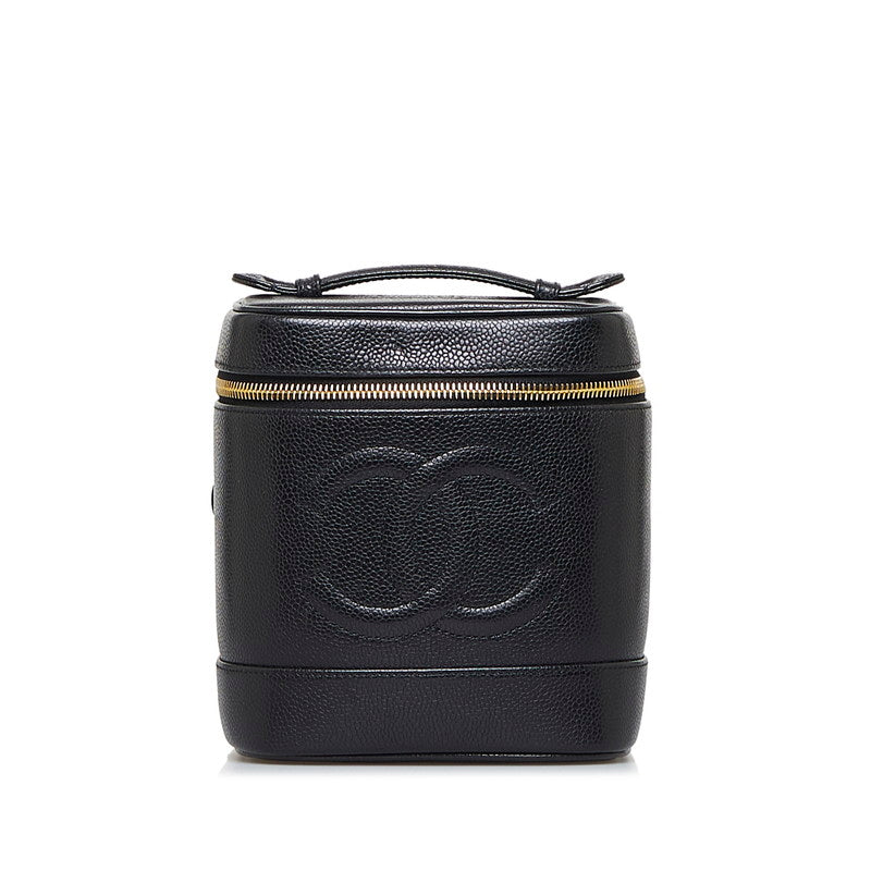 シャネル デカココ ココマーク ハンドバッグ バニティバッグ ブラック キャビアスキン レディース CHANEL 【中古】