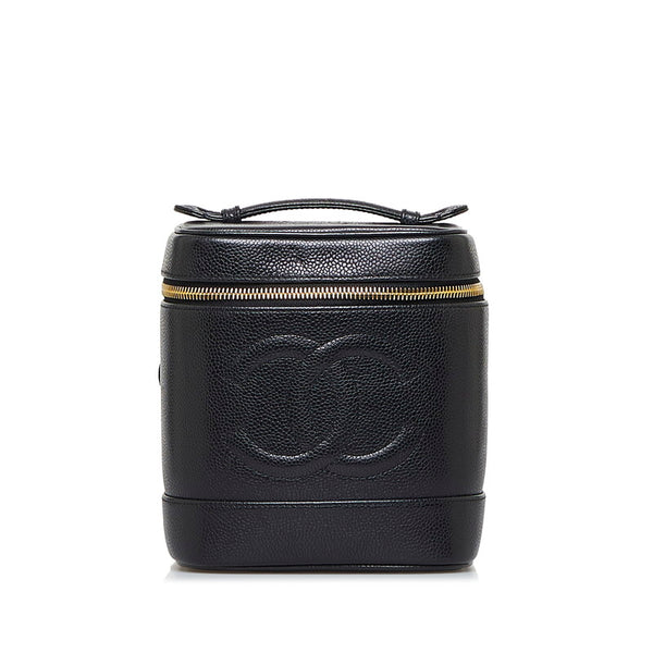 シャネル デカココ ココマーク ハンドバッグ バニティバッグ ブラック キャビアスキン レディース CHANEL 【中古】