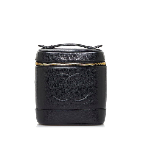 シャネル デカココ ココマーク ハンドバッグ バニティバッグ ブラック キャビアスキン レディース CHANEL 【中古】