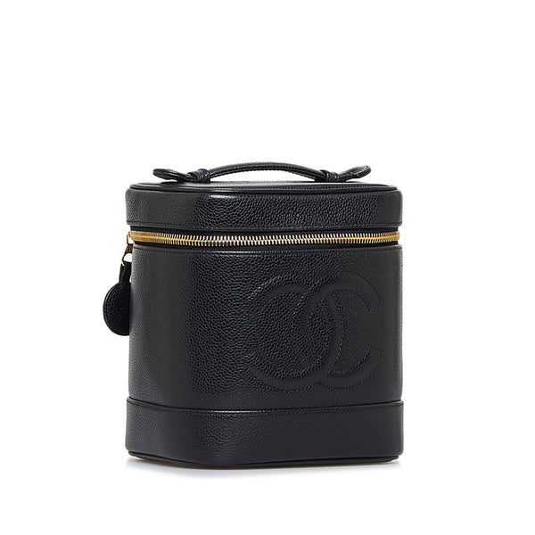 シャネル デカココ ココマーク ハンドバッグ バニティバッグ ブラック キャビアスキン レディース CHANEL 【中古】