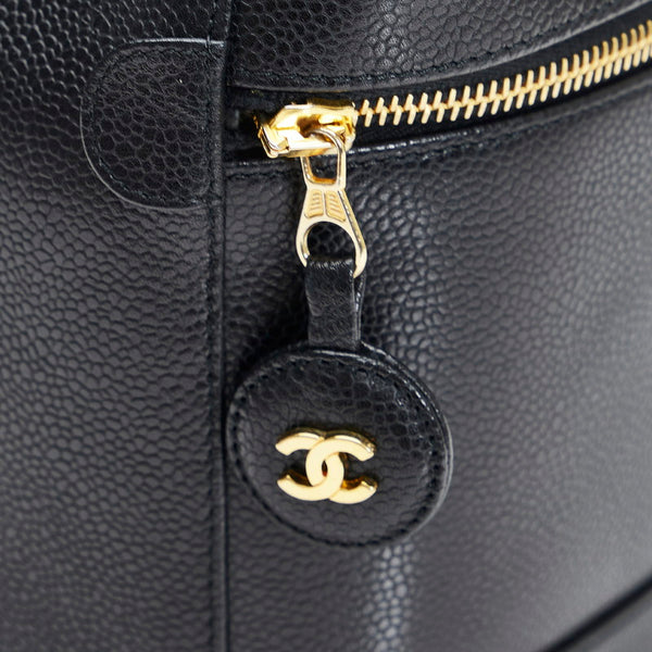 シャネル デカココ ココマーク ハンドバッグ バニティバッグ ブラック キャビアスキン レディース CHANEL 【中古】