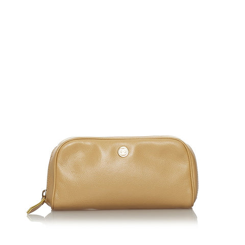 シャネル ココマーク ベージュ レザー ポーチ レディース CHANEL 【中古】
