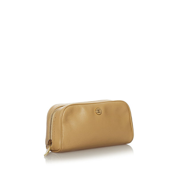 シャネル ココマーク ベージュ レザー ポーチ レディース CHANEL 【中古】