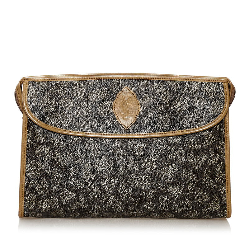 サンローラン クラッチバッグ ベージュ グレー PVC レザー レディース SAINT LAURENT 【中古】