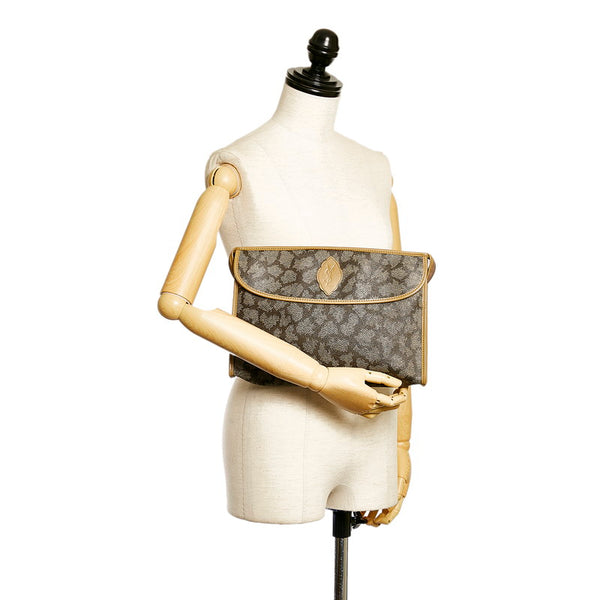 サンローラン クラッチバッグ ベージュ グレー PVC レザー レディース SAINT LAURENT 【中古】