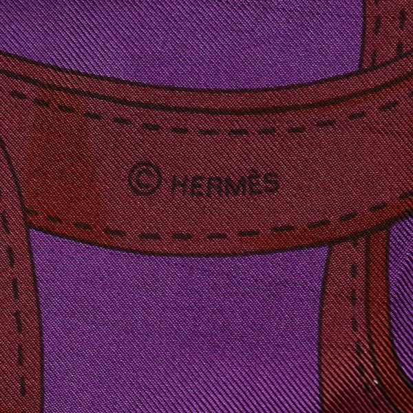 エルメス カレ140 BOUCLERIE D'ATTELAGE アトラージュのバックル スカーフ パープル シルク レディース HERMES 【中古】