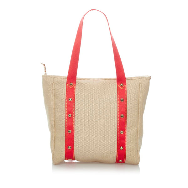 ルイ ヴィトン アンティグア カバMM トートバッグ M40035 ベージュ レッド  キャンバス レディース LOUIS VUITTON 【中古】