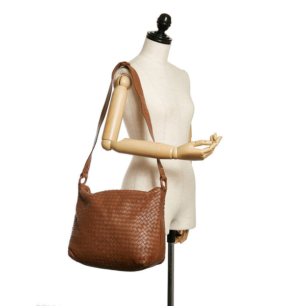 ボッテガヴェネタ イントレチャート ハンドバッグ ショルダーバッグ 2WAY ブラウン レザー レディース BOTTEGAVENETA 【中古】